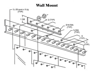 Face Mount Strip Door Hardware - 14 Gauge Steel 5' Section - Includes Lock Plates and Nuts